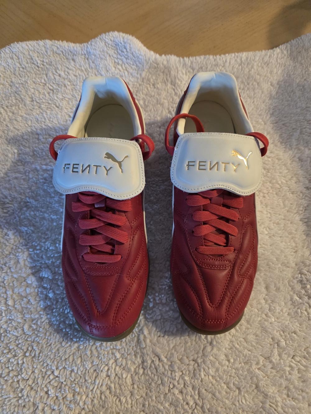 Fenty Beauty Kids Red Leather Sneakers with White Strap